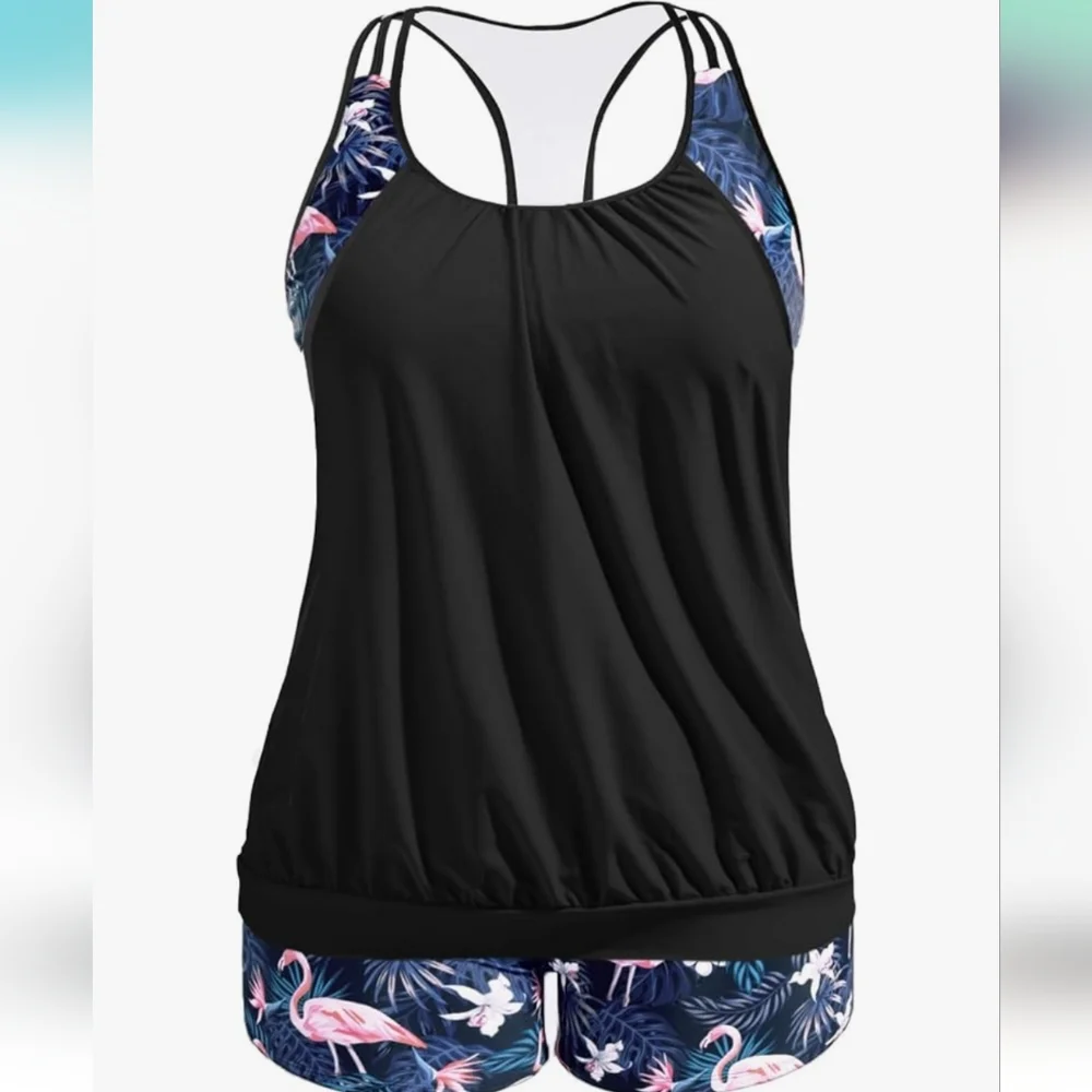 HOLIPICK 2 Piece PLUS SIZE Tankini Swimsuit